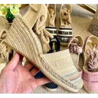 Hot Style Dior Granville Wedge Espadrilles Multicolor Metallic Thread Embroidered Cotton 070908