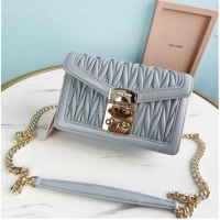 Pretty Style miu miu Matelasse Nappa Leather mini Shoulder Bag 5BD099 light blue