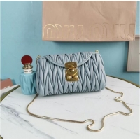 Fashion Discount miu miu Matelasse Nappa Leather mini Shoulder Bag 5BD196 light blue