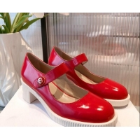 Good Product Dior D-Doll Shiny Calfskin Mary Jane Pumps 071301 Red