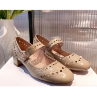 Grade Quality Dior D-Doll Cut-out Shiny Calfskin Mary Jane Pumps 071308 Beige 2021