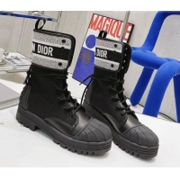 Super Quality Dior D-Major Ankle Boots 4.5cm in Fabric and Calfskin Black/White 081033