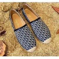 Best Price Dior Flat Espadrilles in Oblique Embroidered Canvas 081313 Blue 2021