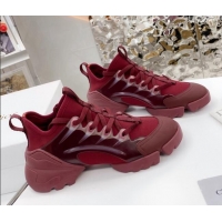 Unique Style Dior D-Connect Sneaker in Zodiac Printed Technical Fabric DS2 Burgundy