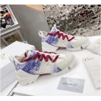 Top Quality Dior D-Connect Sneaker in Zodiac Printed Technical Fabric DS9 White/Blue