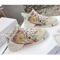 Stylish Dior D-Connect Sneaker in Zodiac Printed Technical Fabric DS13