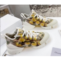 Discount Dior D-Connect Sneaker in Zodiac Printed Technical Fabric DS15 Yellow 2021