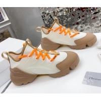 Stylish Dior D-Connect Sneaker in Technical Fabric DS20 White/Apricot 2021