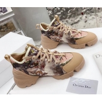 New Design Dior D-Connect Sneaker in Printed Technical Fabric DS36 Apricot 2021