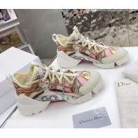 Discount Dior D-Connect Sneaker in Printed Technical Fabric DS37 Pink 2021