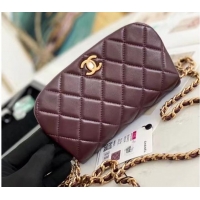 Inexpensive Wholesale Chanel Small Flap Shoulder Bag Original leather AP2358 Wine