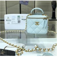 Classic Chanel Original Small classic chain box handbag AP2198 Light Blue