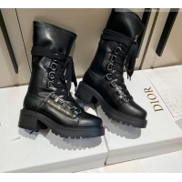 Top Quality Dior D-Fight Ankle Boots in Black Lambskin 092432