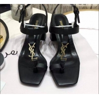 Best Price Saint Laurent YSL Calfskin Sandals 7.5cm 070646 Black