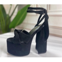 Good Quality Saint Laurent High Heel Suede Sandals 724056 Black 2021