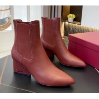 Top Quality Salvatore Ferragamo Viva Calfskin Chelsea Boots 5.5cm 091722 Maple Brown