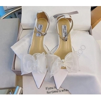 Popular Jimmy Choo Pearl Bow Pointed Sandals 4.5cm 082022 White 2021