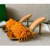 Good Quality Bottega Veneta Bean Stretch Bead Heel Sandals 9cm 81223 Amber Yellow