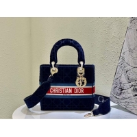 Top Quality DIOR BOOK TOTE Velvet M2030 Dark Blue