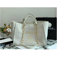 Low Price Chanel Canvas Tote Shopping Bag B66941 white