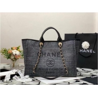 Buy Cheapest Chanel Canvas Tote Shopping Bag B66941 black