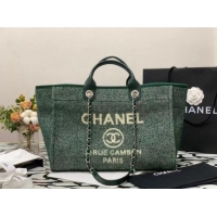 Well Crafted Chanel Canvas Tote Shopping Bag B66941 green