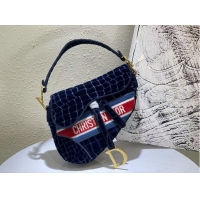 Top Grade DIOR SADDLE BAG Velvet C2551 Dark Blue