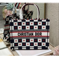 Crafted Dior Small Book Tote Bag in D-Chess Heart Embroidery 2021 M1286 