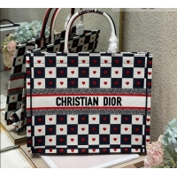 Discount Dior Large Book Tote Bag in D-Chess Heart Embroidery 2021 M1286 