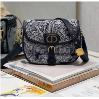 Grade MEDIUM DIOR BOBBY BAG Warm Taupe Box Oblique Embroidery C9268 dark blue