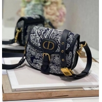 Cheapest SMALL DIOR BOBBY BAG Warm Taupe Box Oblique Embroidery C9269 dark blue