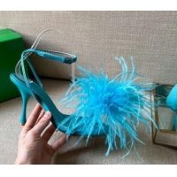 Fashion Bottega Veneta Feather Dot Heel Sandals 9cm 081232 Turquoise Blue 2021