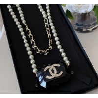 Luxurious Chanel Airpods Case Necklace AB6678 Black 2021