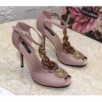 Best Design olce&Gabbana DG Calfskin Chain Sandals 10.5cm 081201 Pink