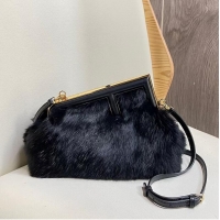 Shop Grade FENDI FIRST SMALL mink bag 8BP129A black