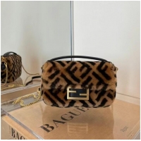 Reasonable Price Fendi BAGUETTE lambswool Leather bag 5FB0331 brown