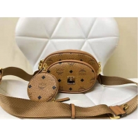 Promotional MCM Essential Visetos Multifunction Crossbody Bag Calfskin Leather MCM96858 Camel