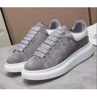 Perfect Alexander Mcqueen Suede and Calfskin Sneakers 081331 Grey