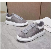 Perfect Alexander Mcqueen Suede and Calfskin Sneakers 081331 Grey