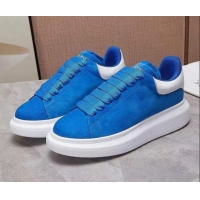 Top Quality Alexander Mcqueen Suede and Calfskin Sneakers 081331 Sky Blue