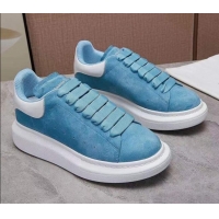 Best Luxury Alexander Mcqueen Suede and Calfskin Sneakers 081331 Light Blue