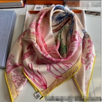 Top Grade Hermes Reversible Silk Sqaure Scarf 90x90cm H62311 Pink 2021