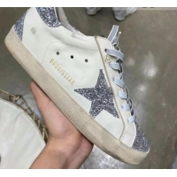 Custom Golden Goose GGDB Calfskin Sneaker White/Silver Sequins 051113