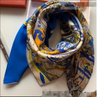 Classic Specials Hermes Carre Silk Square Scarf 90x90cm H62312 Blue 2021