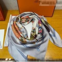 Reasonable Price Hermes Mask Rider Silk Square Scarf 90x90cm H62313 Grey 2021