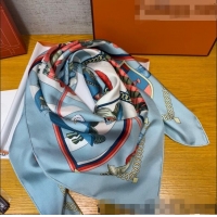 Well Crafted Hermes Mask Rider Silk Square Scarf 90x90cm H62313 Blue 2021