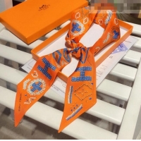 Super Quality Hermes Twilly Silk Bandeau Scarf 5x86cm H62541 Orange 2021