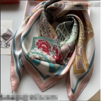 New Style Hermes Saddle Pad Print Twilly Silk Square Scarf 90x90cm H81714 Pink 2021