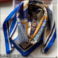 Promotional Hermes Saddle Pad Print Twilly Silk Square Scarf 90x90cm H81714 Blue 2021