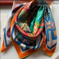 Good Product Hermes Saddle Pad Print Twilly Silk Square Scarf 90x90cm H81714 Orange 2021